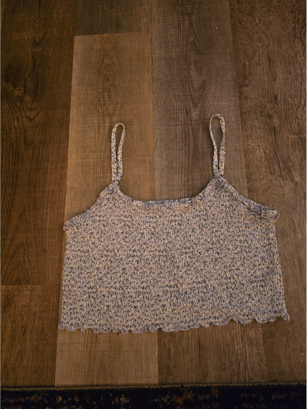 Wild Fable Light Blue Floral Smocked Cami Crop Top